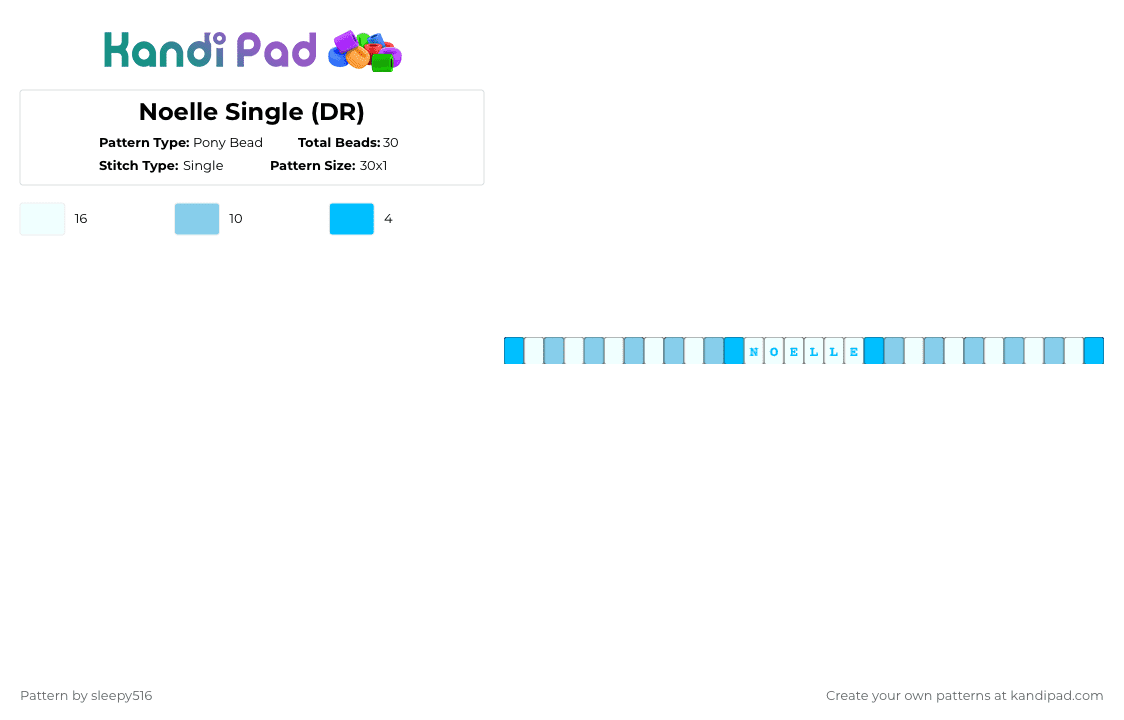 Noelle Single (DR) - Pony Bead Pattern by sleepy516 on Kandi Pad - light blue,white,deltarune