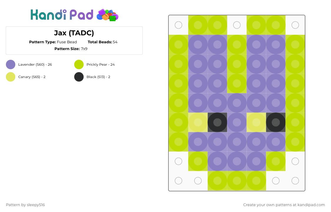 Jax (TADC) - Fuse Bead Pattern by sleepy516 on Kandi Pad - green,pink,the amazing digital circus,tadc