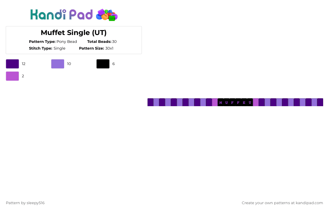 Muffet Single (UT) - Pony Bead Pattern by sleepy516 on Kandi Pad - purple,undertale