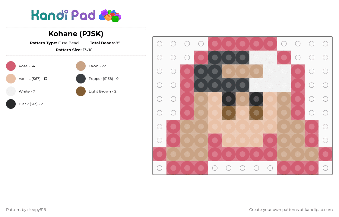 Kohane (PJSK) - Fuse Bead Pattern by sleepy516 on Kandi Pad - red,beige,project sekai,pjsk,sekai,vocaloid