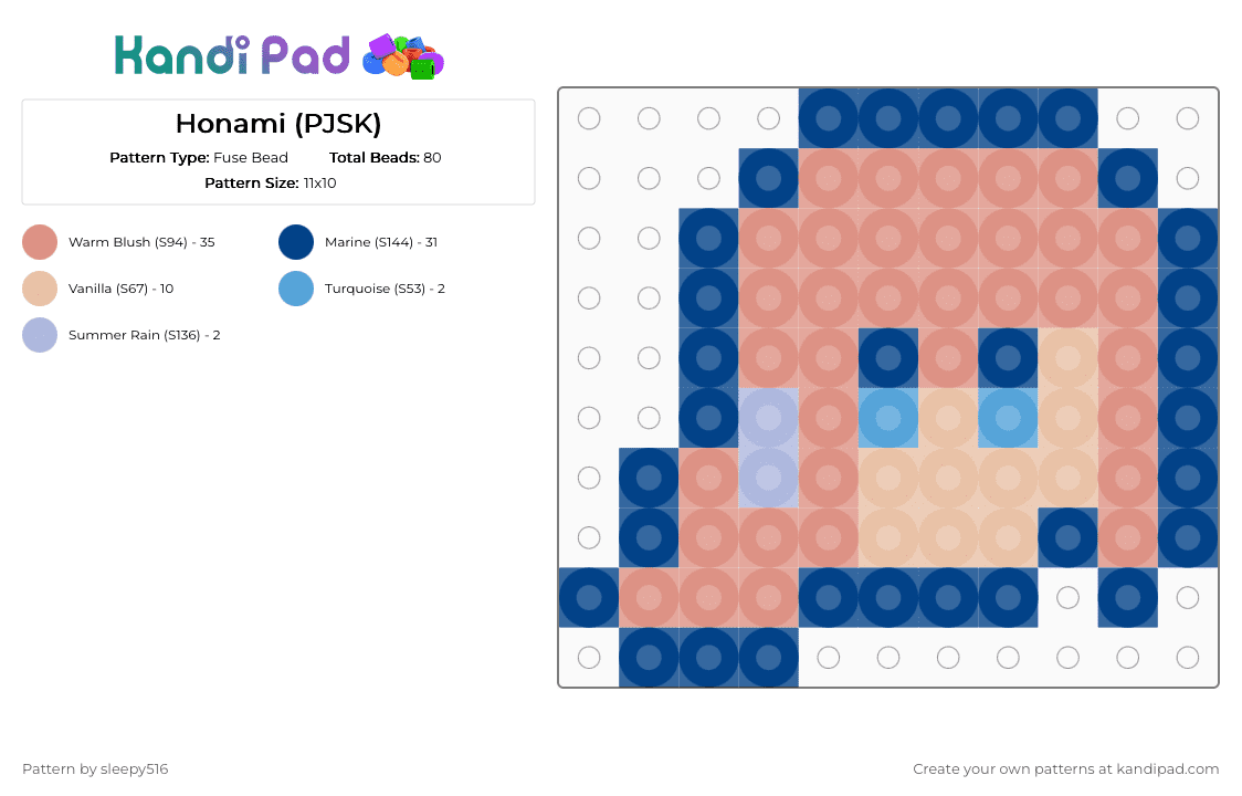 Honami (PJSK) - Fuse Bead Pattern by sleepy516 on Kandi Pad - blue,beige,pjsk,honami,leo need,vocaloid