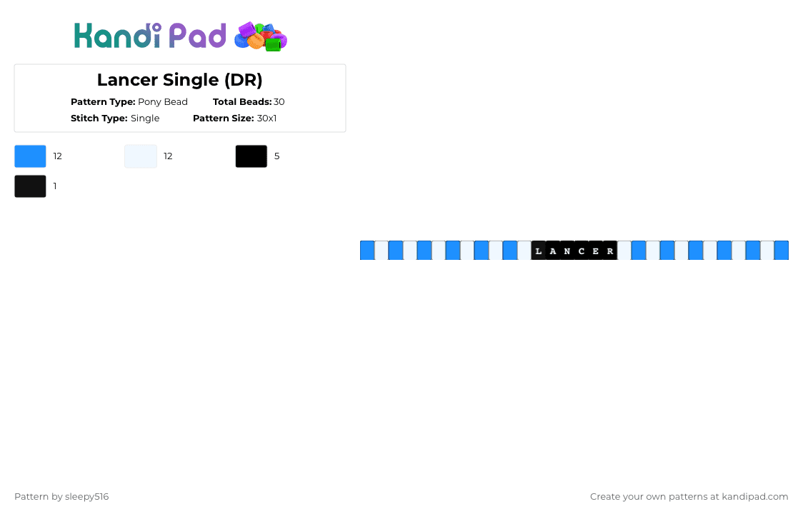 Lancer Single (DR) - Pony Bead Pattern by sleepy516 on Kandi Pad - 