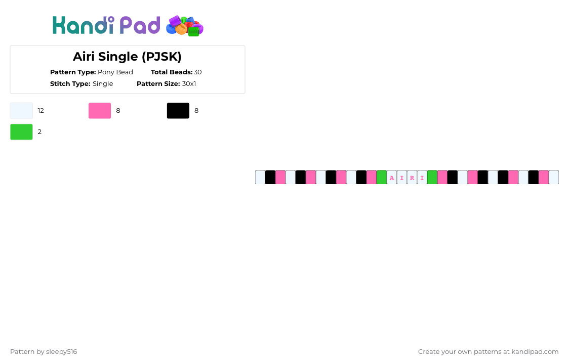 Airi Single (PJSK) - Pony Bead Pattern by sleepy516 on Kandi Pad - pink,pjsk
