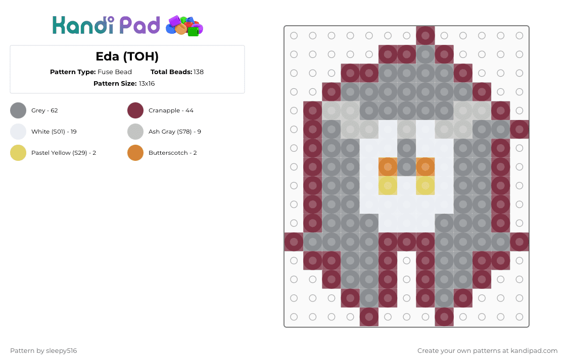 Eda (TOH) - Fuse Bead Pattern by sleepy516 on Kandi Pad - brown,gray,the owl house