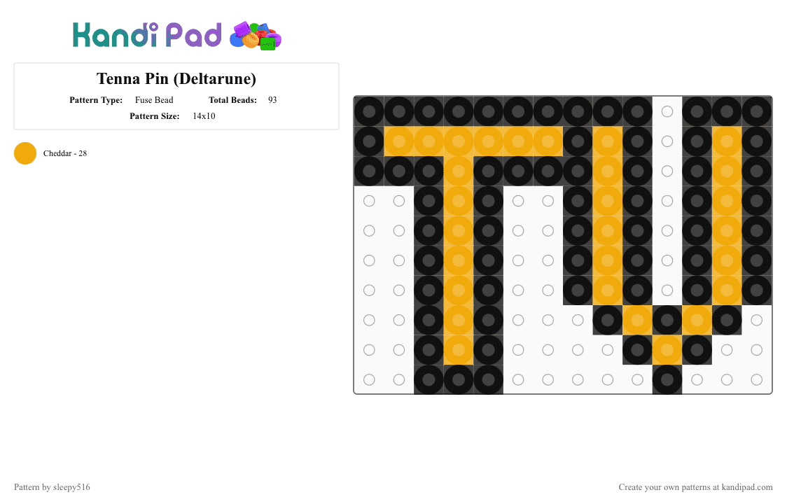 Tenna Pin (Deltarune) - Fuse Bead Pattern by sleepy516 on Kandi Pad - black,orange,tv,tenna,pin,cosplay