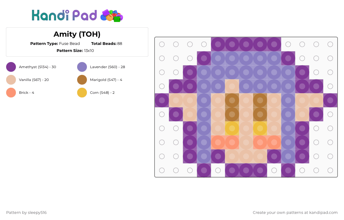 Amity (TOH) - Fuse Bead Pattern by sleepy516 on Kandi Pad - pink,beige