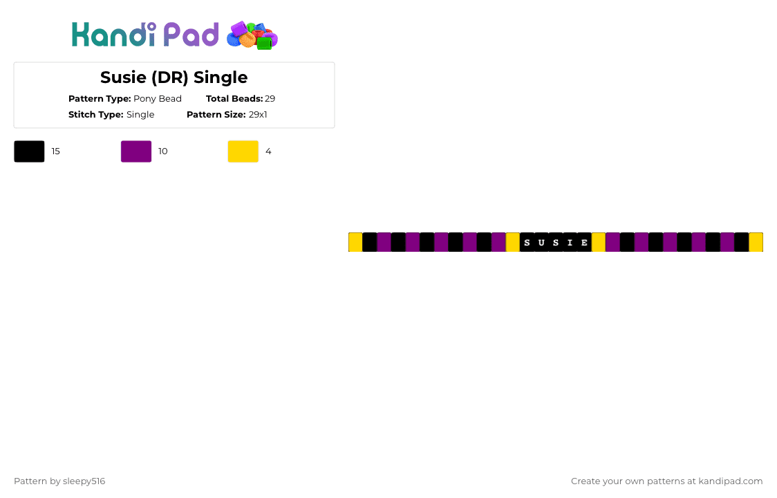 Susie (DR) Single - Pony Bead Pattern by sleepy516 on Kandi Pad - yellow,pink,deltarune