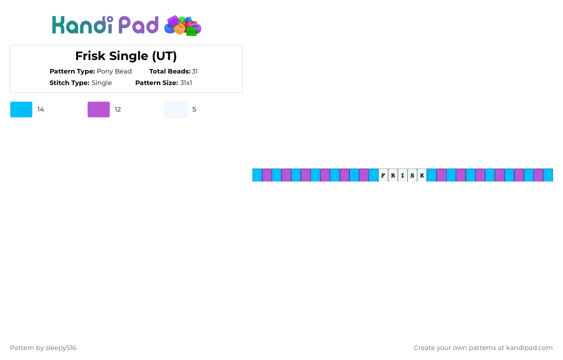 Frisk Single (UT) - Pony Bead Pattern by sleepy516 on Kandi Pad - light blue,pink
