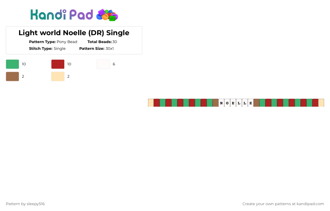 Light world Noelle (DR) Single - Pony Bead Pattern by sleepy516 on Kandi Pad - green,red,deltarune