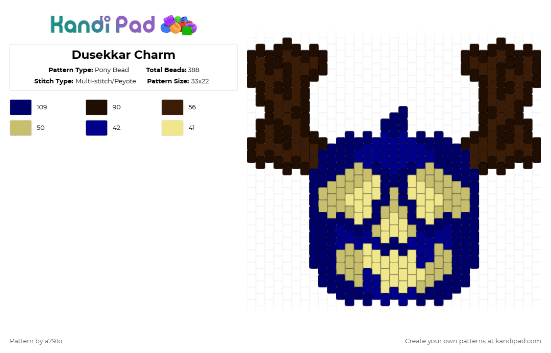 Dusekkar Charm - Pony Bead Pattern by a791o on Kandi Pad - purple