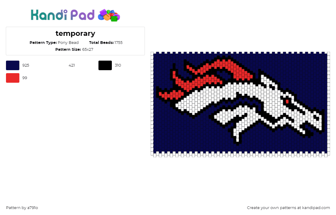 temporary - Pony Bead Pattern by a791o on Kandi Pad - purple