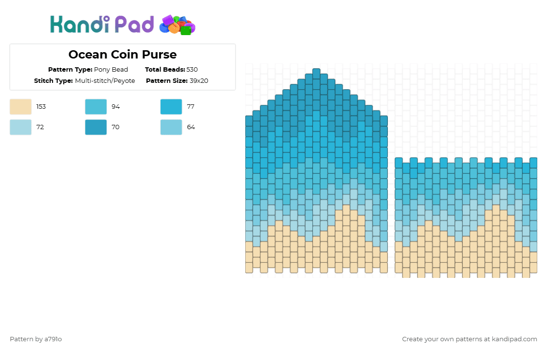 Ocean Coin Purse - Pony Bead Pattern by a791o on Kandi Pad - beige,light blue