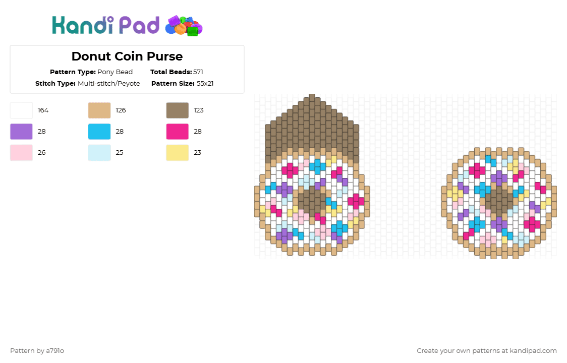 Donut Coin Purse - Pony Bead Pattern by a791o on Kandi Pad - beige,tan