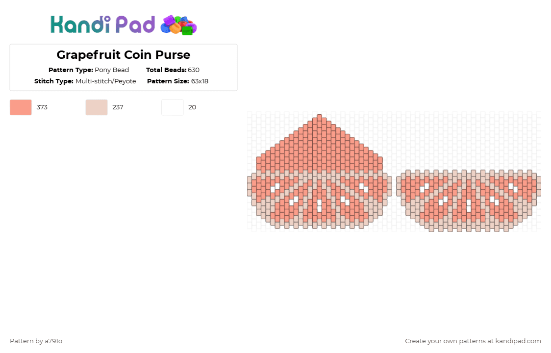 Grapefruit Coin Purse - Pony Bead Pattern by a791o on Kandi Pad - beige,orange