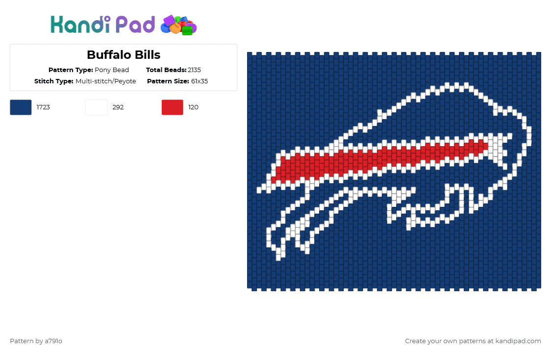 Buffalo Bills - Pony Bead Pattern by a791o on Kandi Pad - blue
