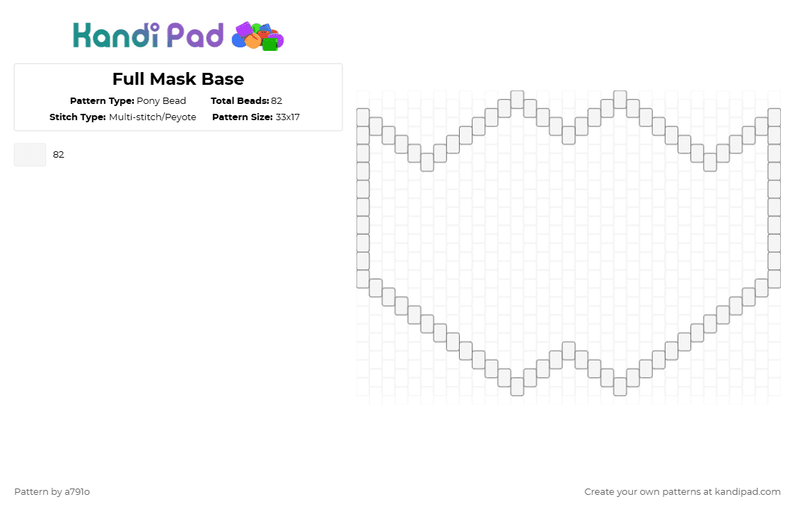 Full Mask Base - Pony Bead Pattern by a791o on Kandi Pad - white