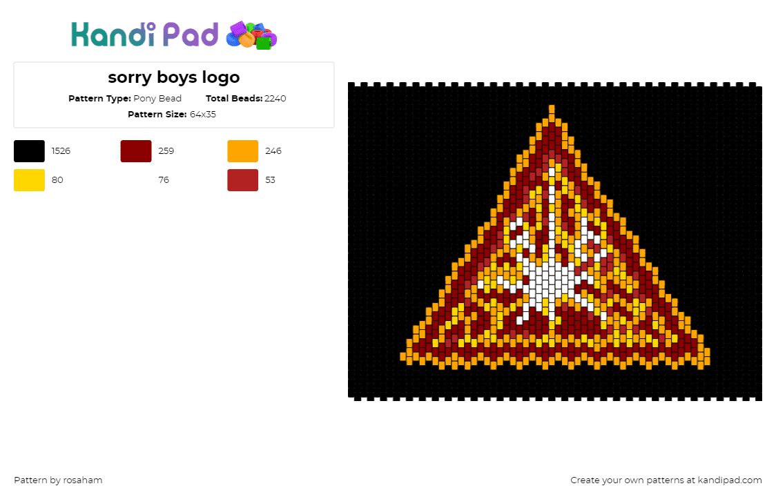 sorry boys logo - Pony Bead Pattern by rosaham on Kandi Pad - sorry boys,logo,youtube,tv show,explosion,caution,geometric,panel,orange,black