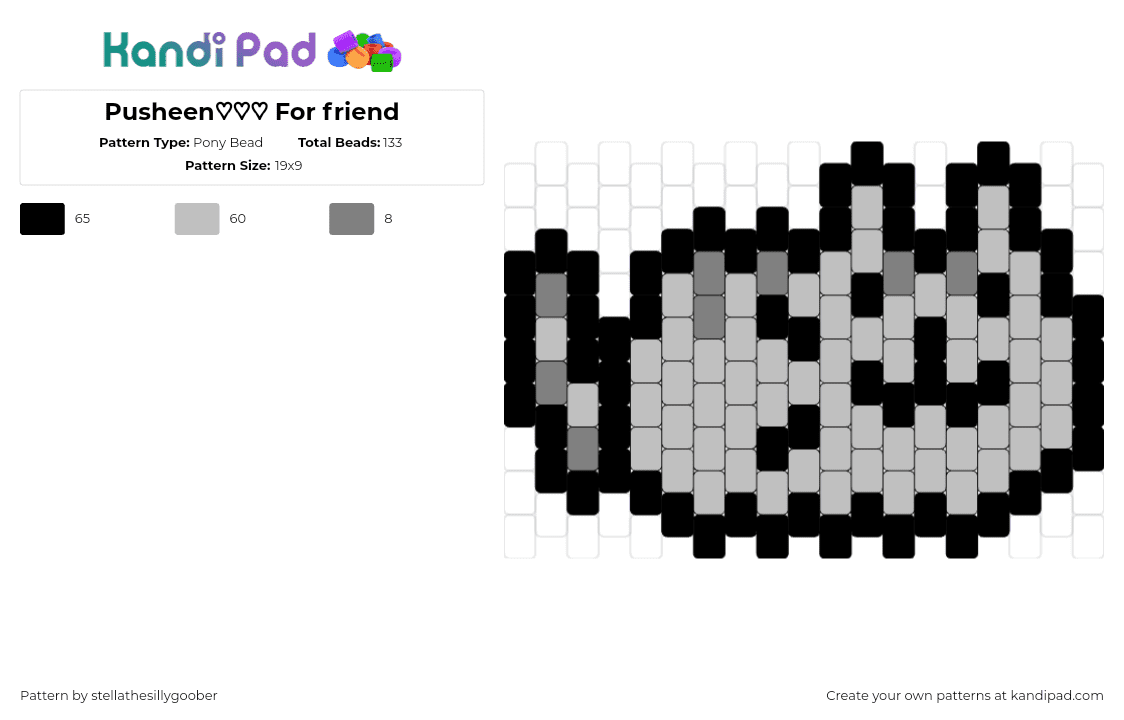 Pusheen♡♡♡ For friend - Pony Bead Pattern by stellathesillygoober on Kandi Pad - pusheen,character,cute,plush,kawaii,cat,gray