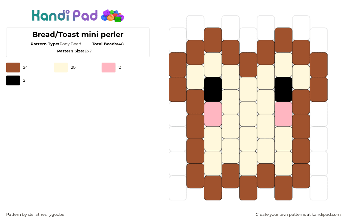 Bread/Toast mini perler - Pony Bead Pattern by stellathesillygoober on Kandi Pad - toast,bread,cute,brown,beige