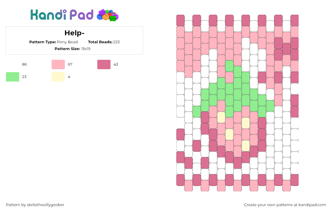 Help- - Pony Bead Pattern by stellathesillygoober on Kandi Pad - strawberry,fruit,bag,panel,pink,white