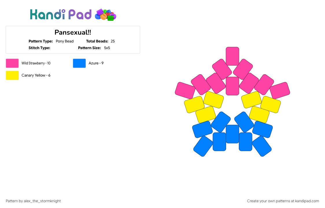 Pansexual!! - Pony Bead Pattern by alex_the_stormknight on Kandi Pad - blue, pansexual, pink