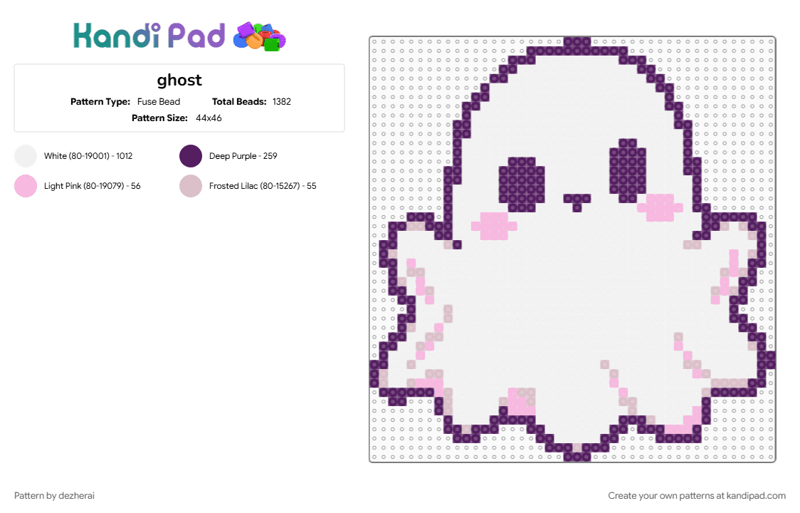 ghost - Fuse Bead Pattern by dezherai on Kandi Pad - pink, white