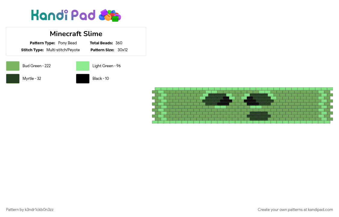 Minecraft Slime - Pony Bead Pattern by k3ndr1ckb0n3zz on Kandi Pad - cotdslimy, green, teal