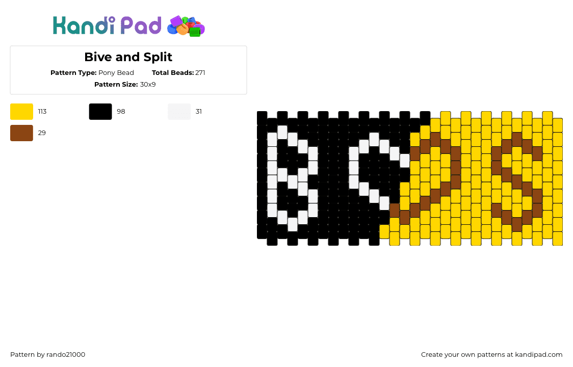 Bive and Split - Pony Bead Pattern by rando21000 on Kandi Pad - spive,regretevator,bive,split,roblox,regretevator,cuff,black,yellow