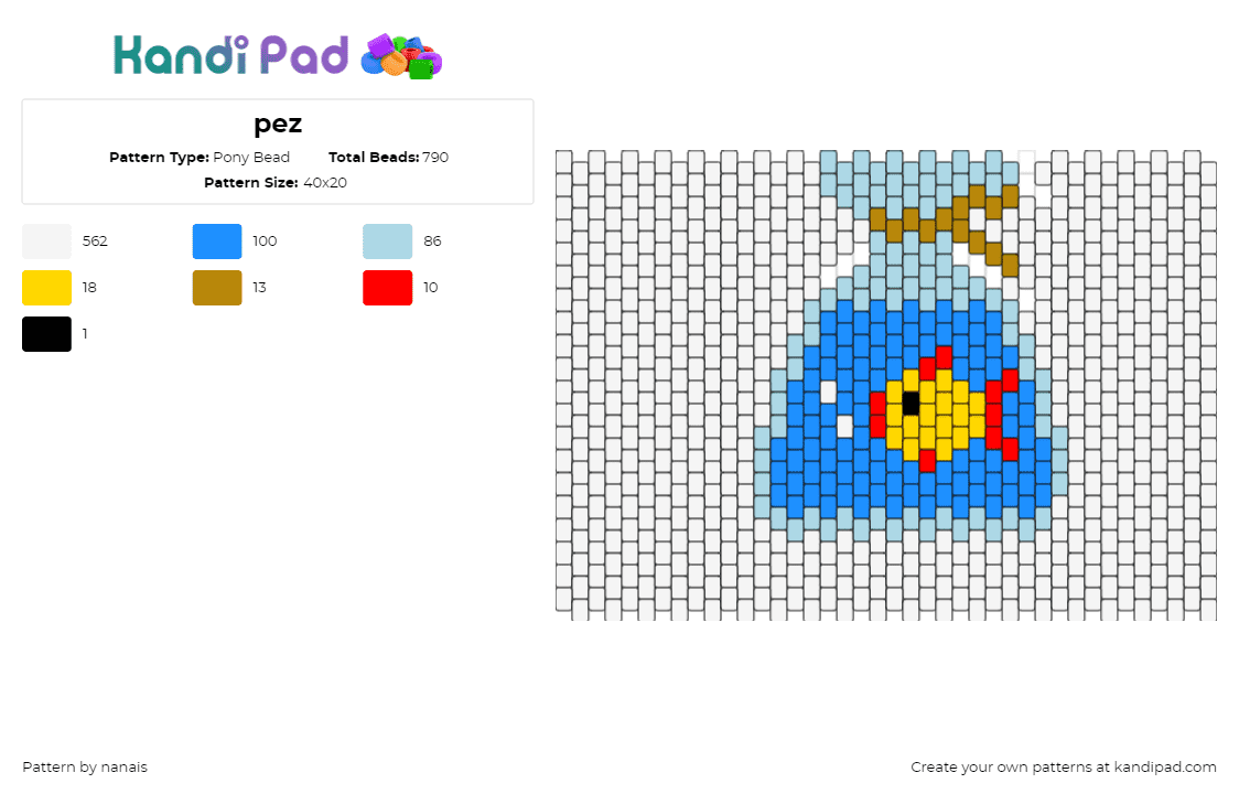 pez - Pony Bead Pattern by nanais on Kandi Pad - fish,bag,animal,water,pet,gold,yellow,blue,light blue