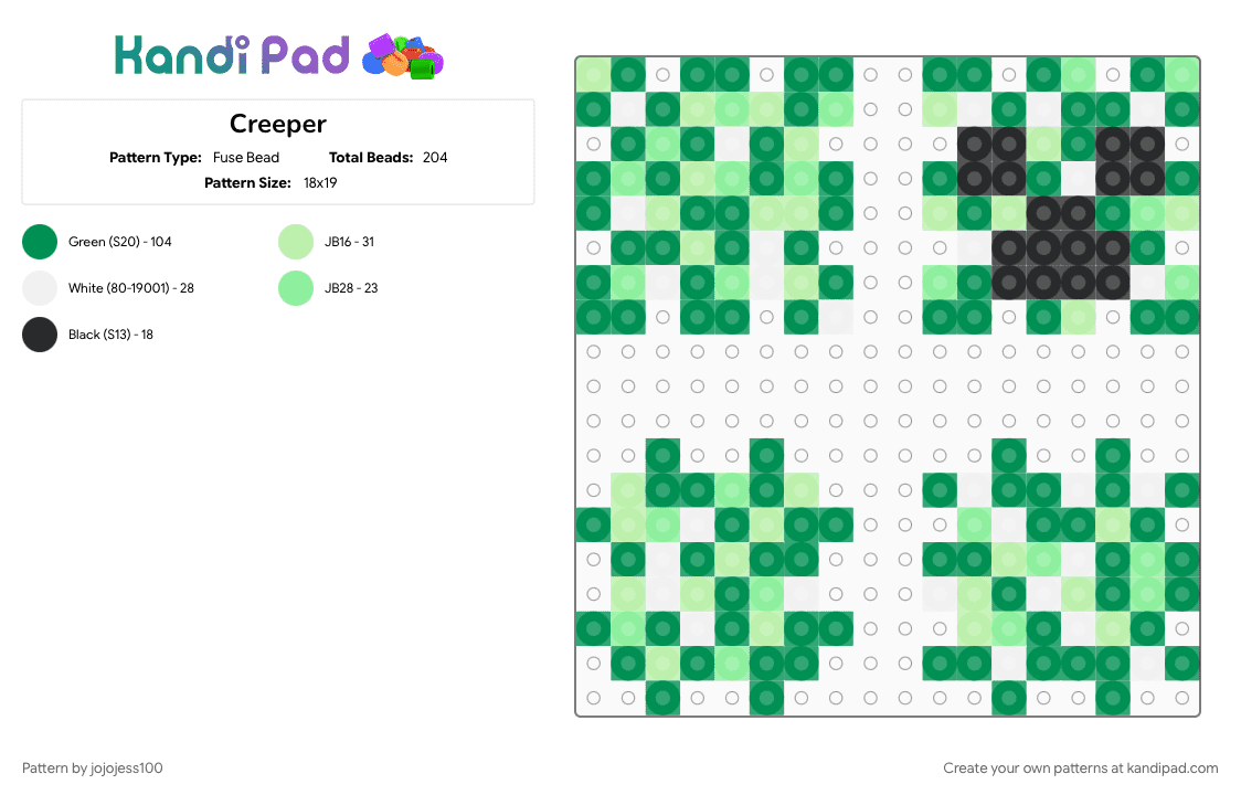 Creeper Fuse Bead Pattern - Kandi Pad | Kandi Patterns, Fuse Bead ...