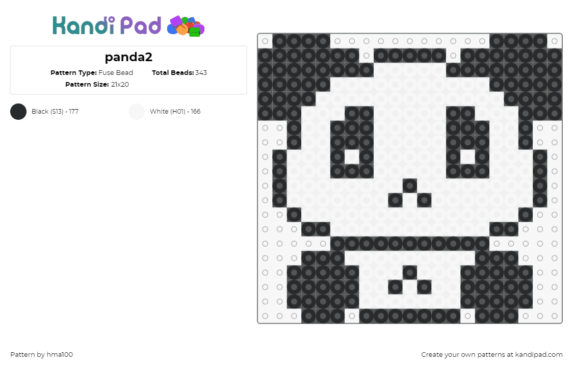 panda2 - Fuse Bead Pattern by hma100 on Kandi Pad - panda,bear,outline,animal,simple,black