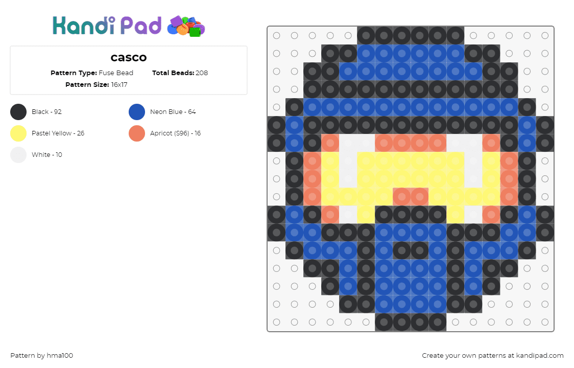 casco - Fuse Bead Pattern by hma100 on Kandi Pad - helmet,master chief,motorcycle,halo,blue,yellow