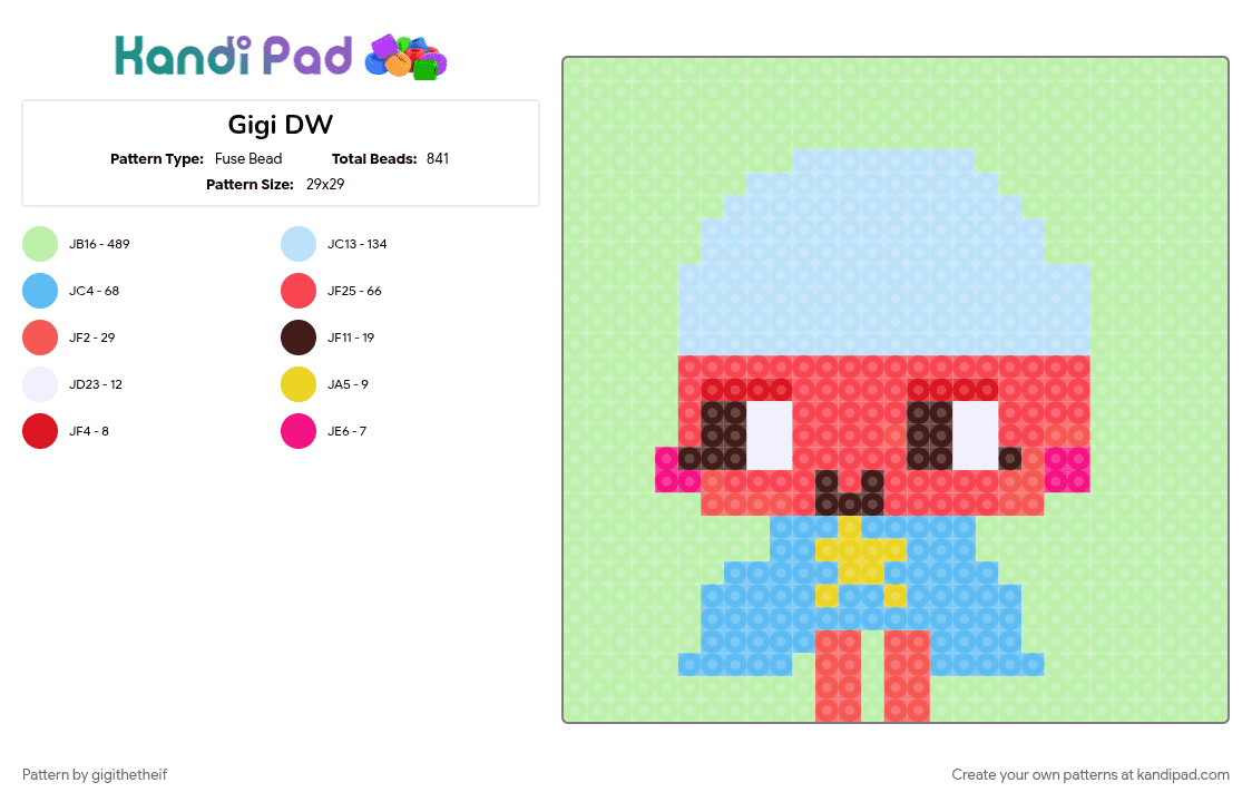 Gigi DW - Fuse Bead Pattern by gigithetheif on Kandi Pad - 