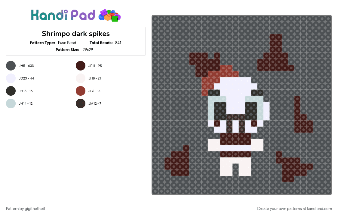 Shrimpo dark spikes - Fuse Bead Pattern by gigithetheif on Kandi Pad - cotdspiky