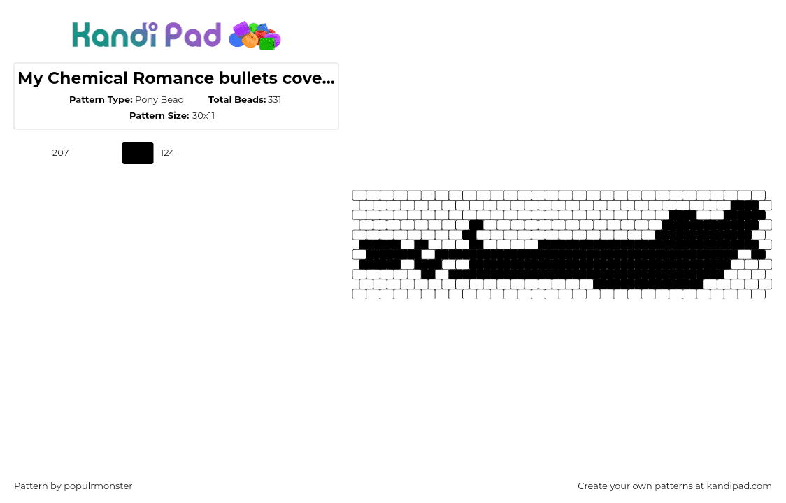 My Chemical Romance bullets cover harry houdini cuff - Pony Bead Pattern by populrmonster on Kandi Pad - mcr, my chemical romance