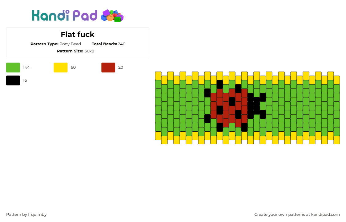 Flat fuck - Pony Bead Pattern by l_quimby on Kandi Pad - ladybug,insect,nature,animal,cuff,green,red