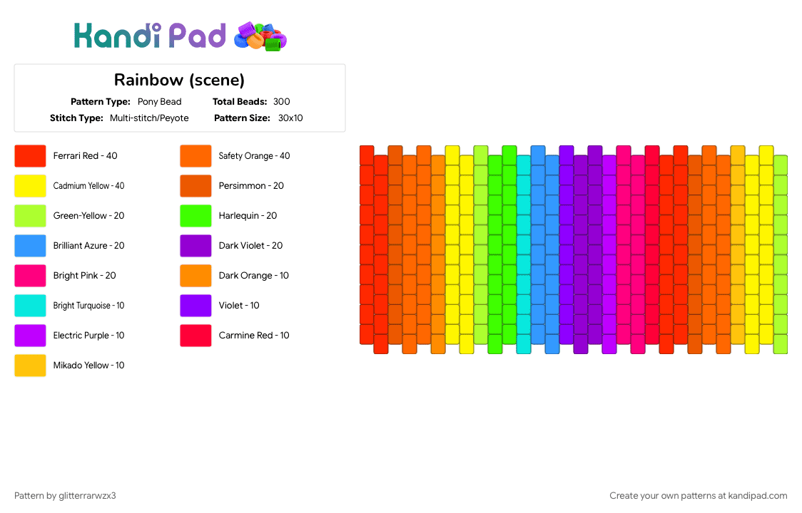 Rainbow (scene) - Pony Bead Pattern by glitterrarwzx3 on Kandi Pad - 