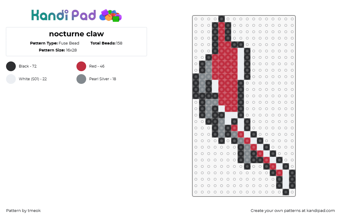 nocturne claw - Fuse Bead Pattern by tmeok on Kandi Pad - nocturne,lol,league of legends,claw,weapon,video game,red,gray