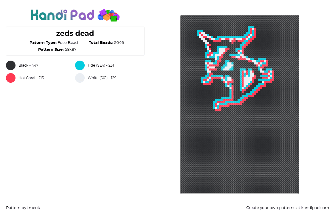 zeds dead - Fuse Bead Pattern by tmeok on Kandi Pad - zeds dead,logo,trippy,dj,music,edm,black