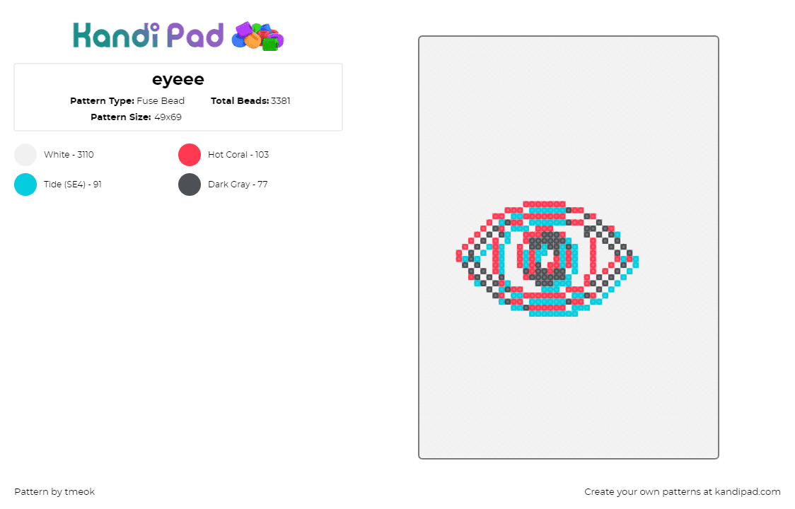 eyeee - Fuse Bead Pattern by tmeok on Kandi Pad - eye,3d,trippy,hypnotic,blurry,light blue,gray