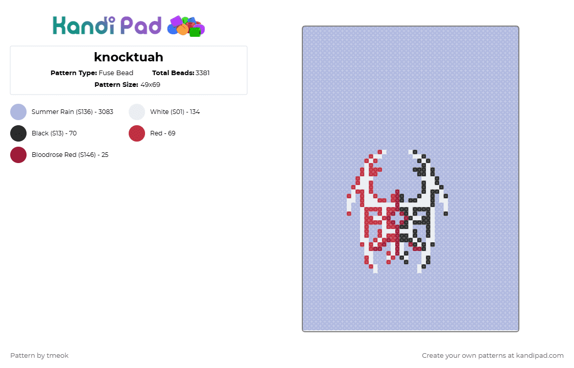 knocktuah - Fuse Bead Pattern by tmeok on Kandi Pad - knock2,dj,pink