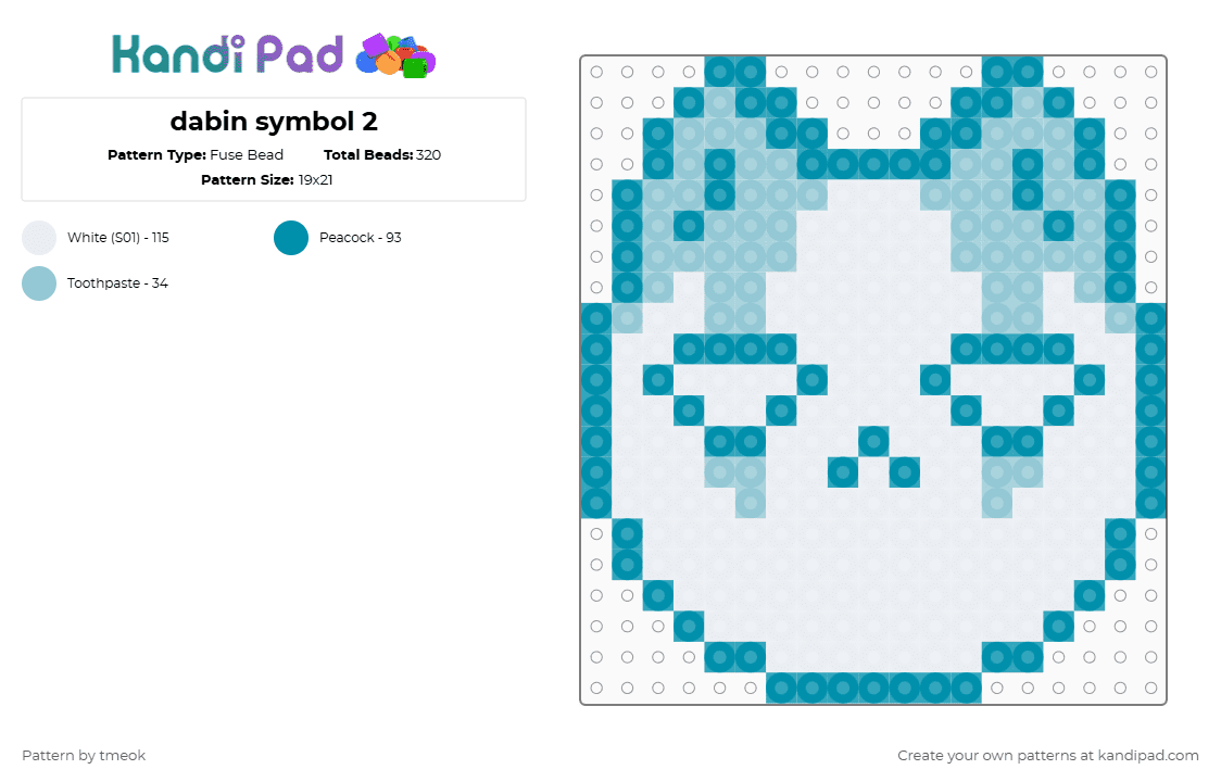 dabin symbol 2 - Fuse Bead Pattern by tmeok on Kandi Pad - teal,light blue