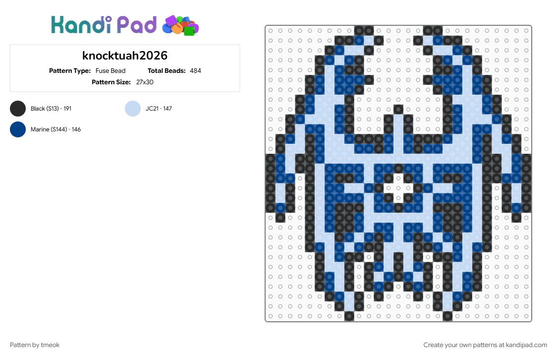 knocktuah2026 - Fuse Bead Pattern by tmeok on Kandi Pad - blue, white