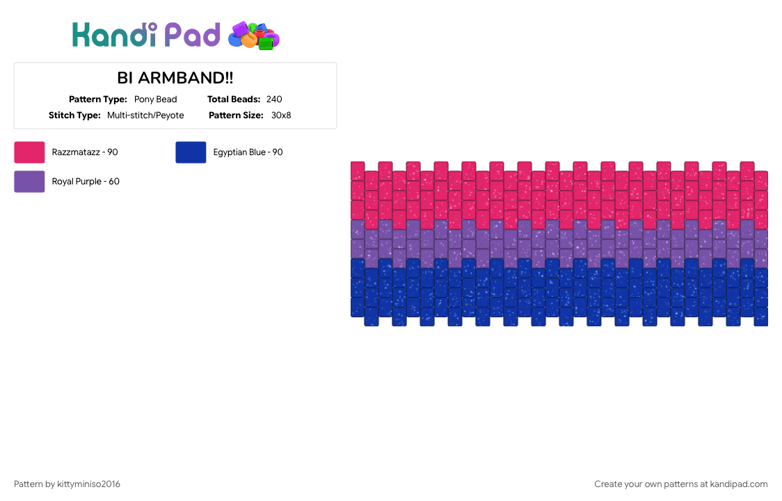 BI ARMBAND!! - Pony Bead Pattern by kittyminiso2016 on Kandi Pad - 