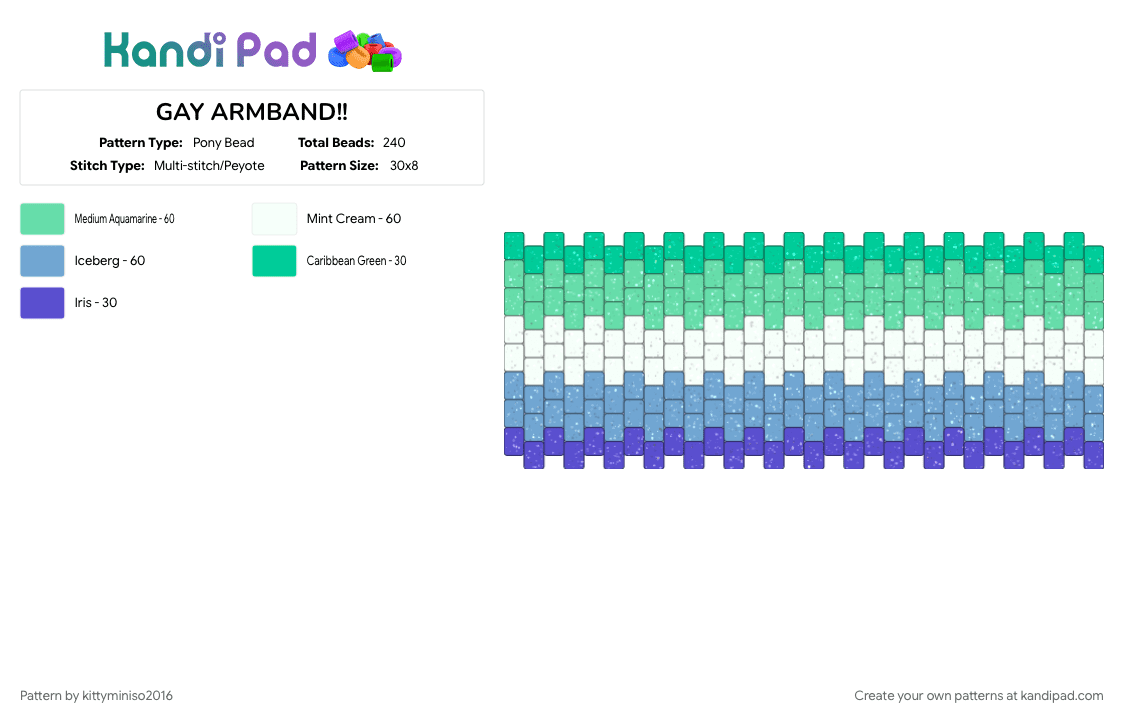 GAY ARMBAND!! - Pony Bead Pattern by kittyminiso2016 on Kandi Pad - 