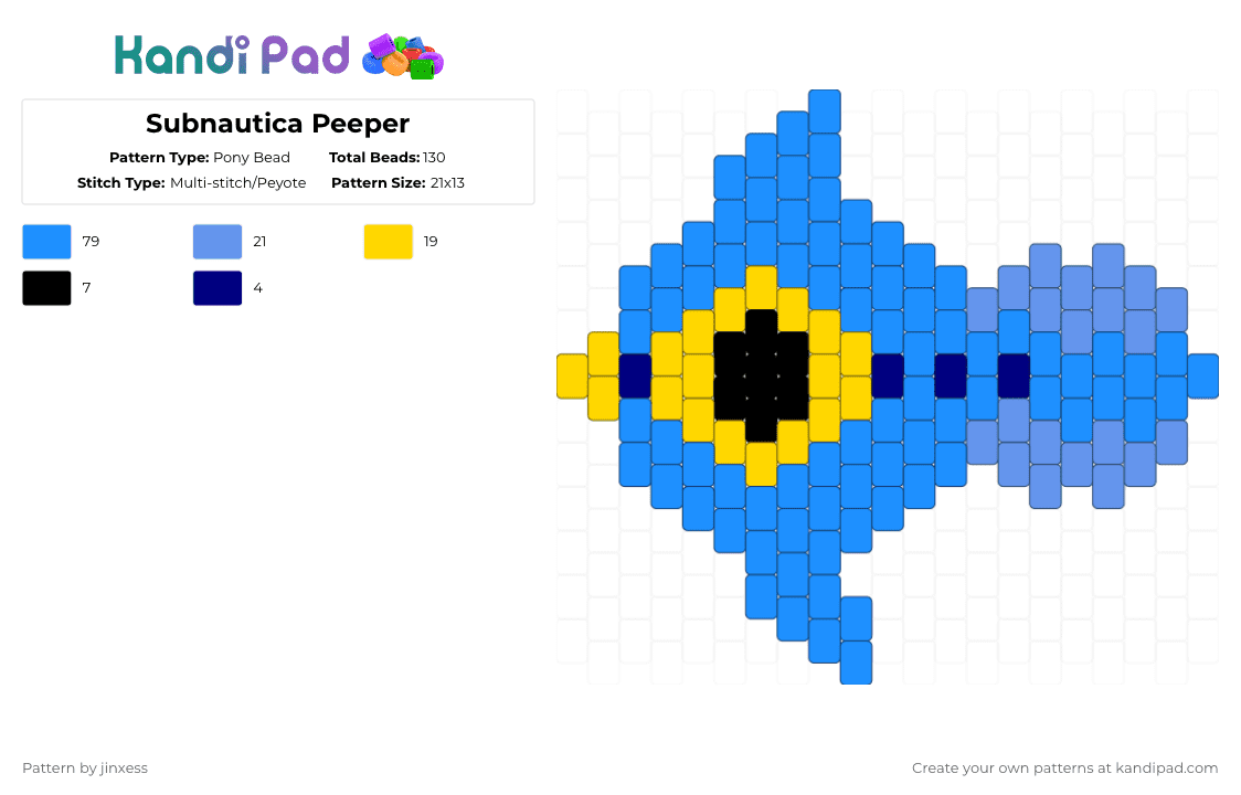 Subnautica Peeper - Pony Bead Pattern by jinxess on Kandi Pad - light blue,subnautica,videogame,indiegame,fish