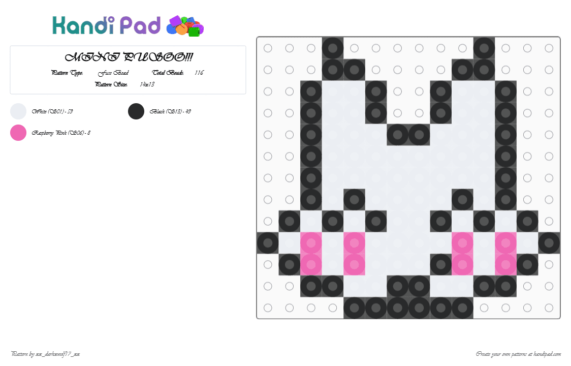 MINI PUSOO!!! - Fuse Bead Pattern by xx_darkxwolf17_xx on Kandi Pad - white,puso,house of puso,horror