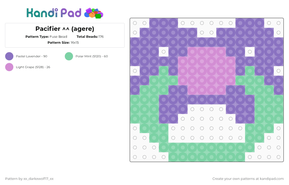 Pacifier ^^ (agere) - Fuse Bead Pattern by xx_darkxwolf17_xx on Kandi Pad - blue,teal
