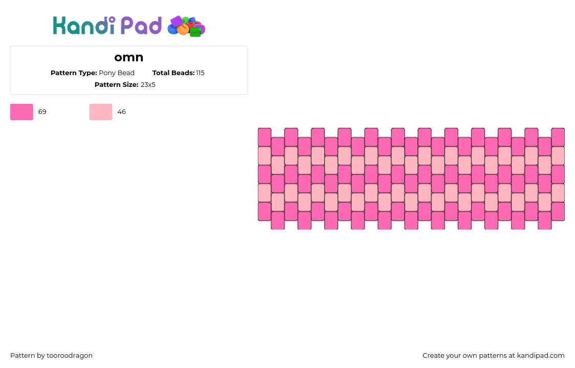 omn - Pony Bead Pattern by tooroodragon on Kandi Pad - horizontal,stripes,cuff,pink