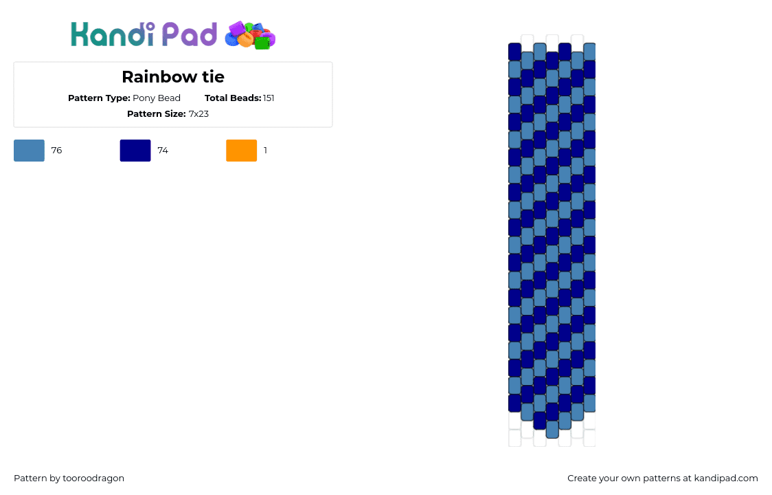 Rainbow tie - Pony Bead Pattern by tooroodragon on Kandi Pad - tie,diagonal,stripes,clothing,blue